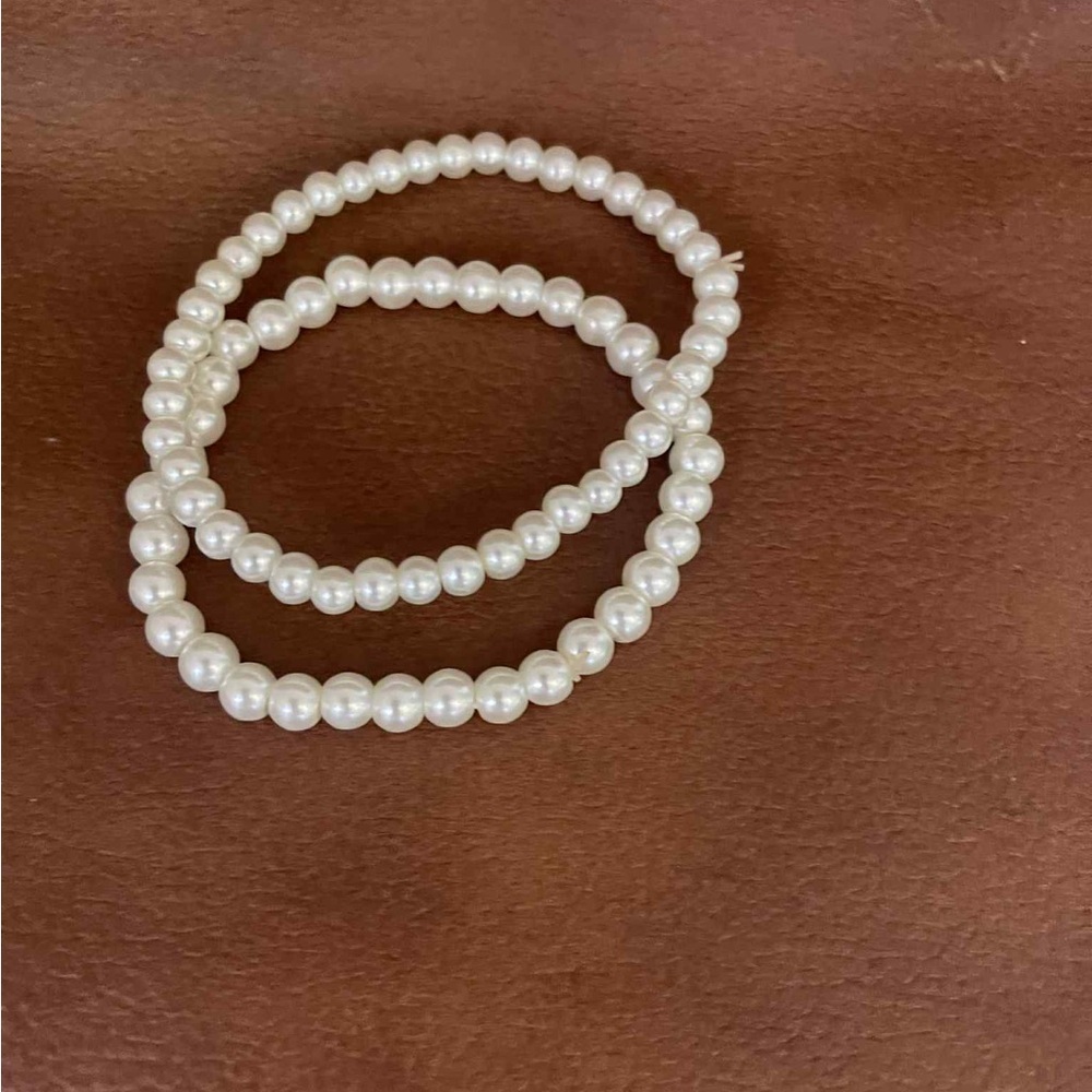 Elegant White Pearl Tone Bracelet Set